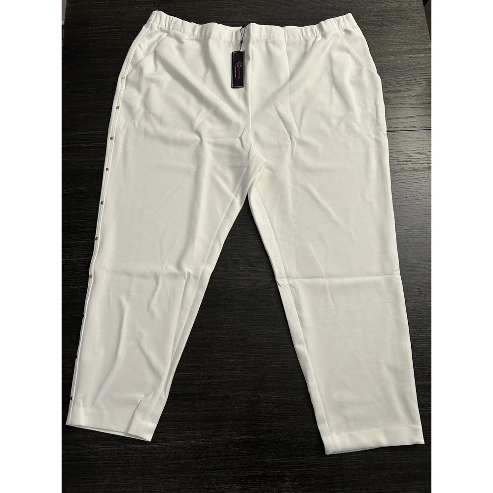 C. Wonder Christian Siriano White Studded Pull On Pants Womens 3X Plus Size NEW